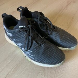 Adidas Men's Black and White Golf Shoes